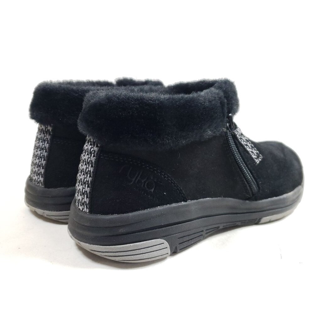 Ryka Anchorage Mid Black Leather Fur-Lined Comfort Walking Boots Size 10 - Picture 4 of 9